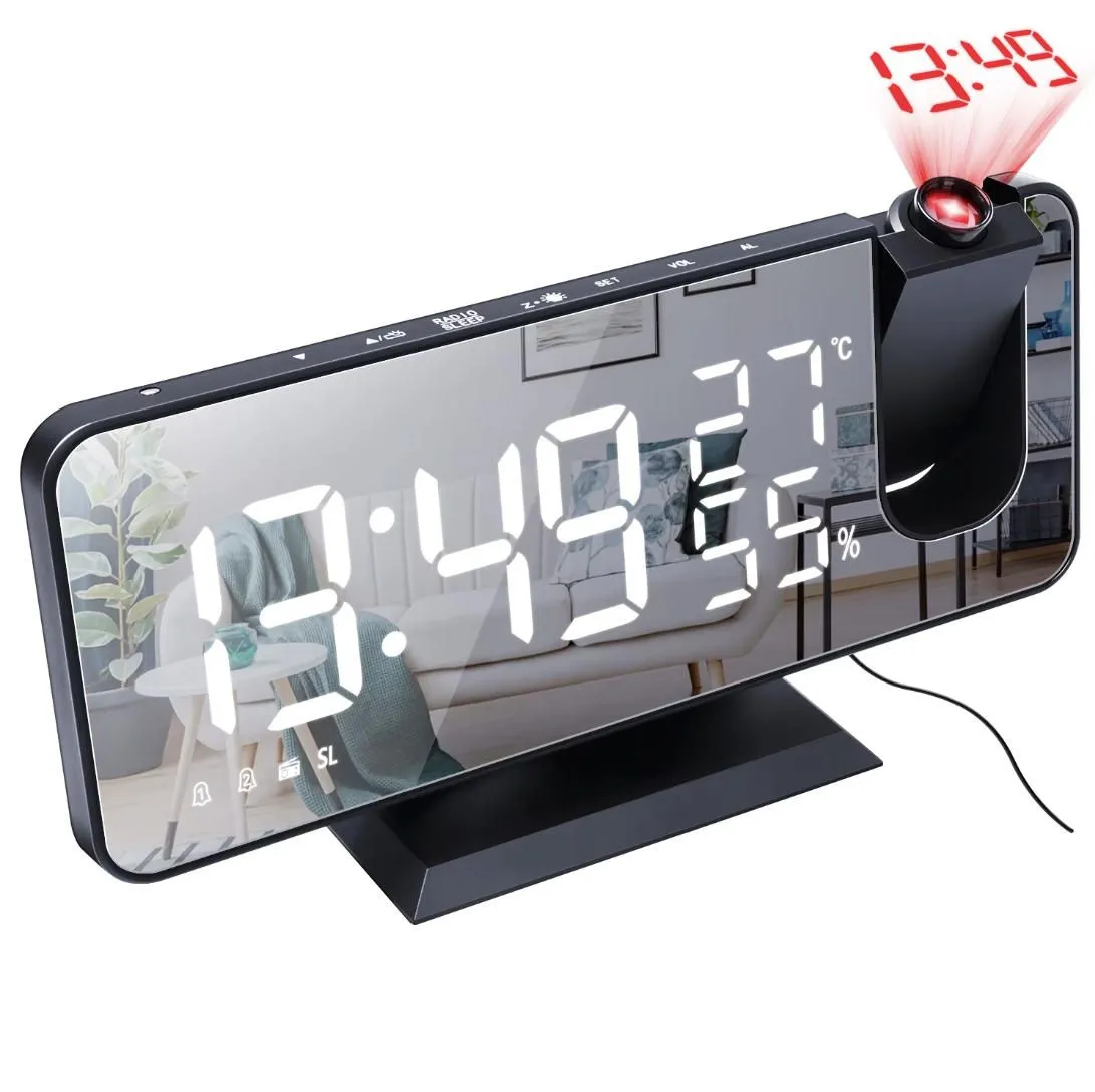 Temperature and humidity multi-functional radio, projector and alarm clock