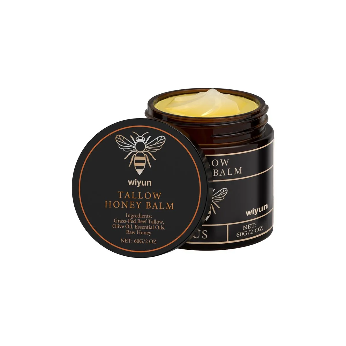 Beef Tallow & Honey Moisturizing Cream 60g - Non-Greasy, Soothes Dry Skin
