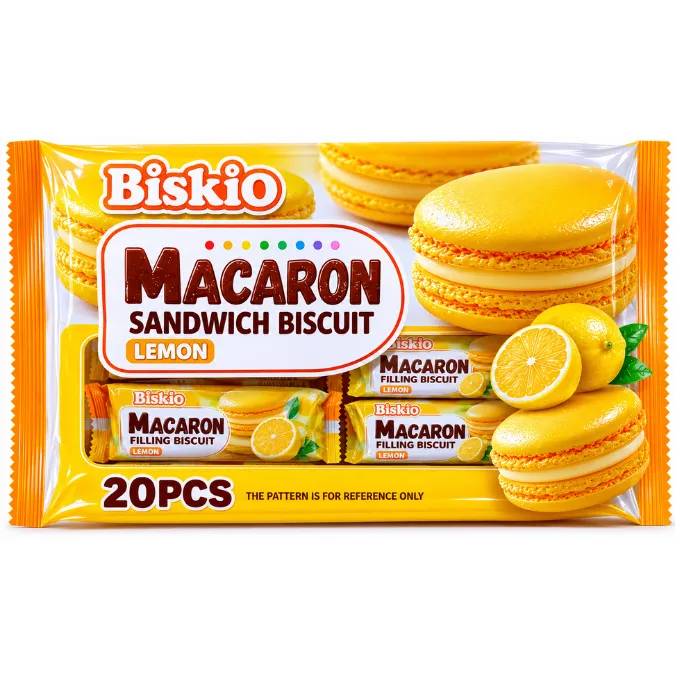Macaron Sandwich Biscuit - Lemon Flavour - Biskio (20-Piece)