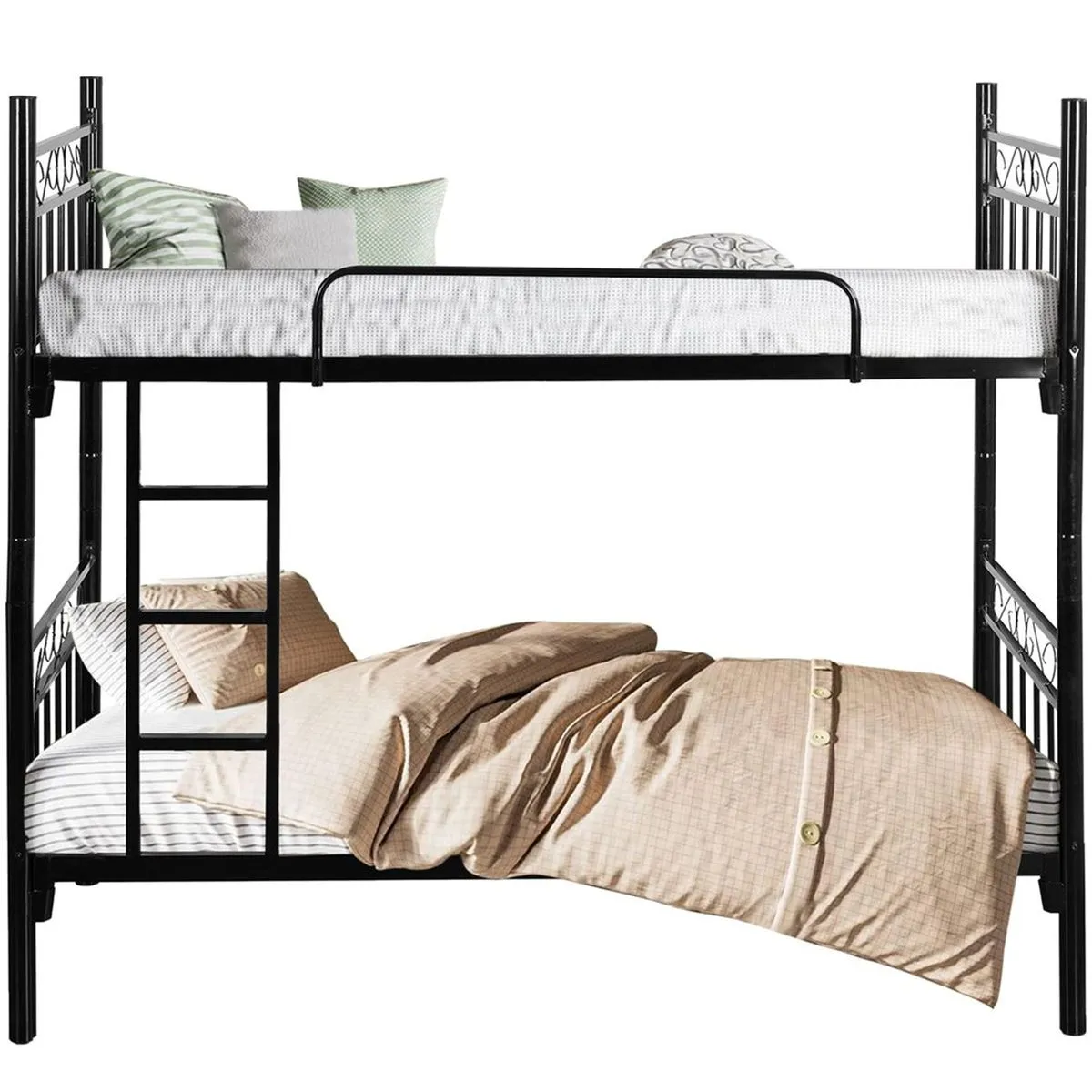 Metal Bunk Bed Twin Over Twin with Ladder Converts to 2 Single Beds