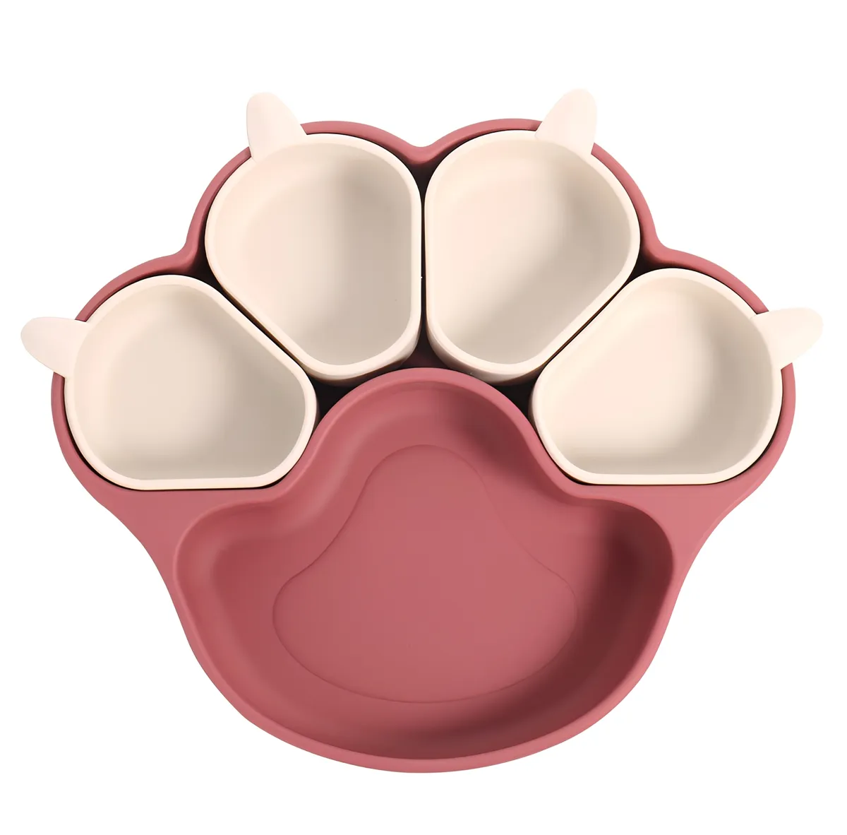 Baby Silicone Bear Paw Plate with Large Suction Cup