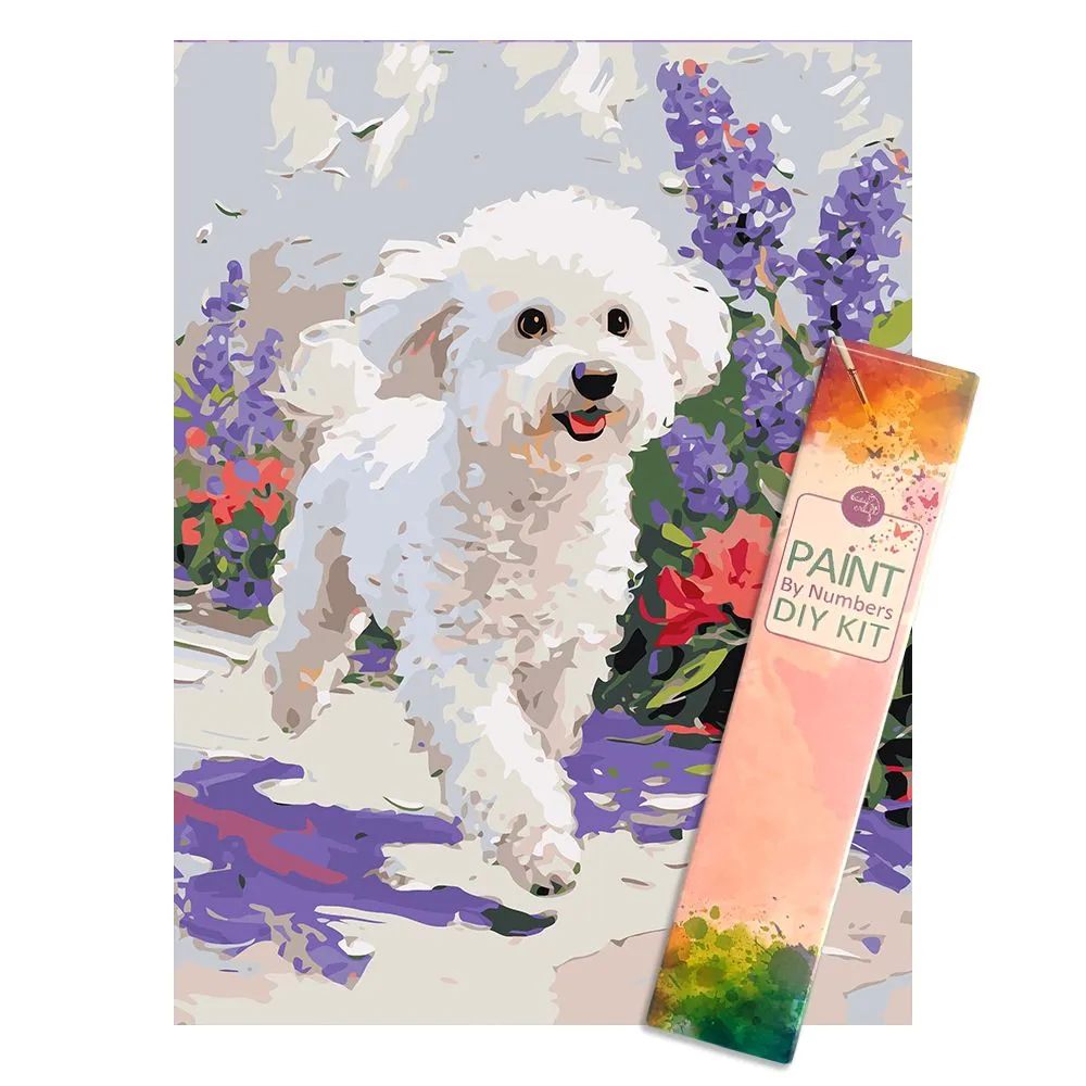 Easy Craft Paint by Number DIY Kit, 40x30cm- Dog Series 01 - Dog Series - Bichon Frise