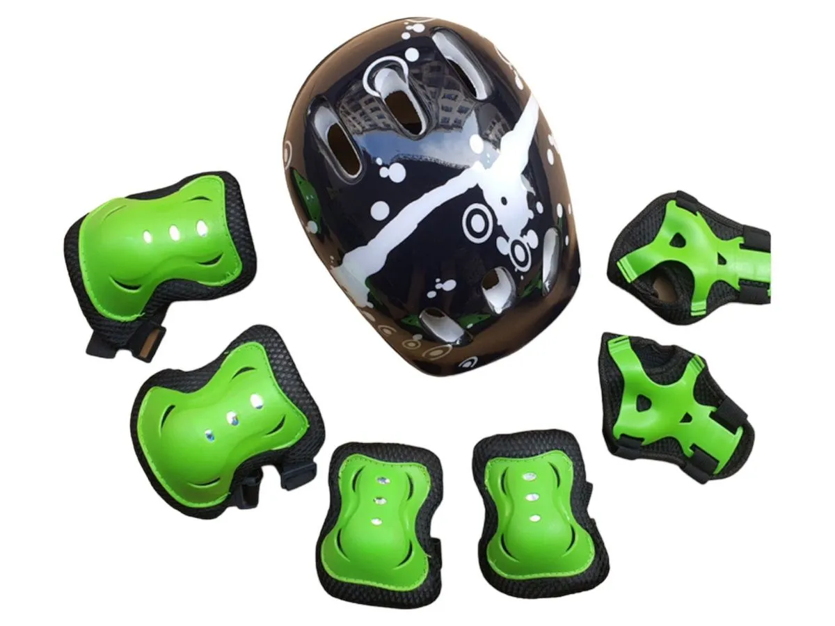 Kids 7-Piece Skateboard Protective Gear Set - Green