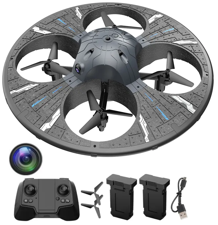 Round Foam RC UFO Drone with Camera - Smart Obstacle Avoidance