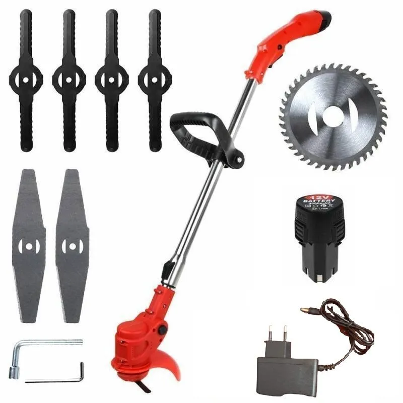 450W 12V Cordless Electric Grass Brush Cutter With 3 Blades Types