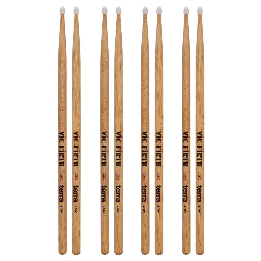 Vic Firth 5AT Terra Series Nylon Tip Drumsticks - 4-Pair Value Pack