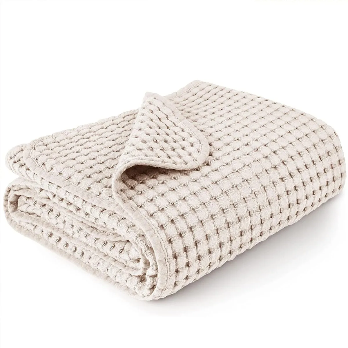 30×40 Inch Soft Waffle Baby Blanket Lightweight Nursery Swaddle - Beige