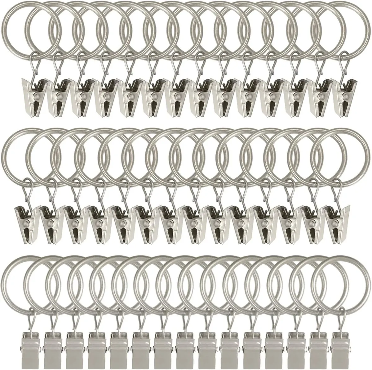 Redisson Silver Rustproof Curtain Ring & Clip for Rod Bracket - 40 Piece