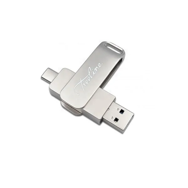 Treeline Metal Type-C & Type-A USB Flash Drive - 2-in-1 OTG - 16GB