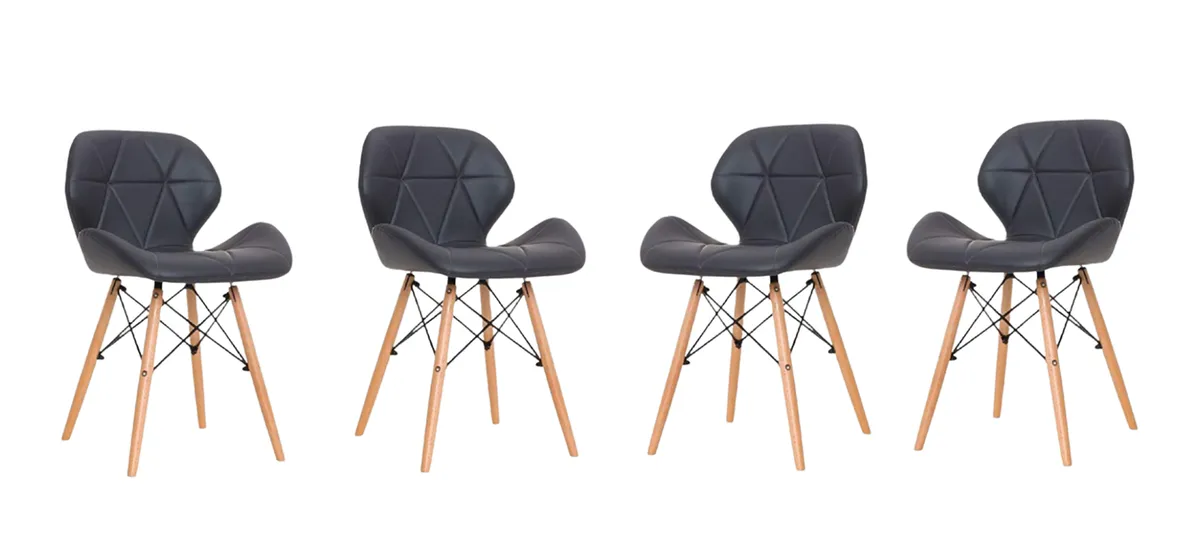 4 Piece Pre-Assembled Padded Dining Chair with Solid Wooden Legs