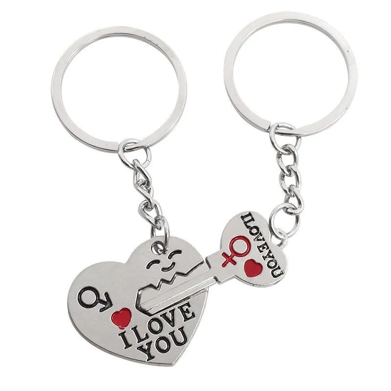 Couples Love Connecting Key Ring Set - I Love You Key Chain
