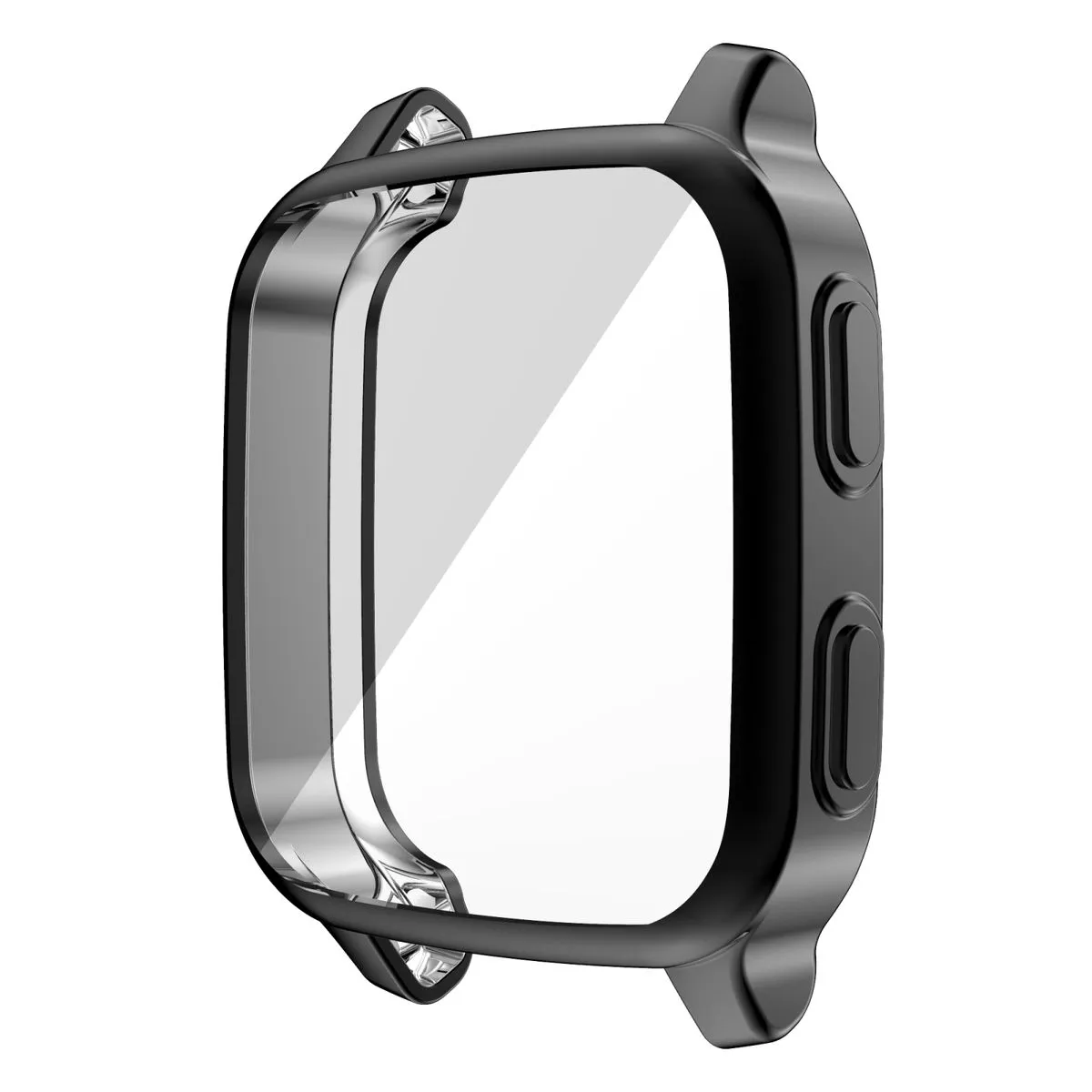 TPU Electroplated Protective Case with Screen Protector Compatible with Garmin Venu Sq - Black