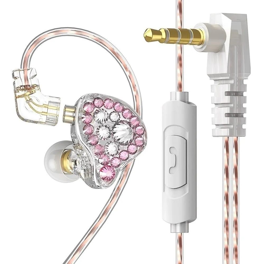 Q2 Pro HiFi Wired Earphones with Detachable Cable - Pink