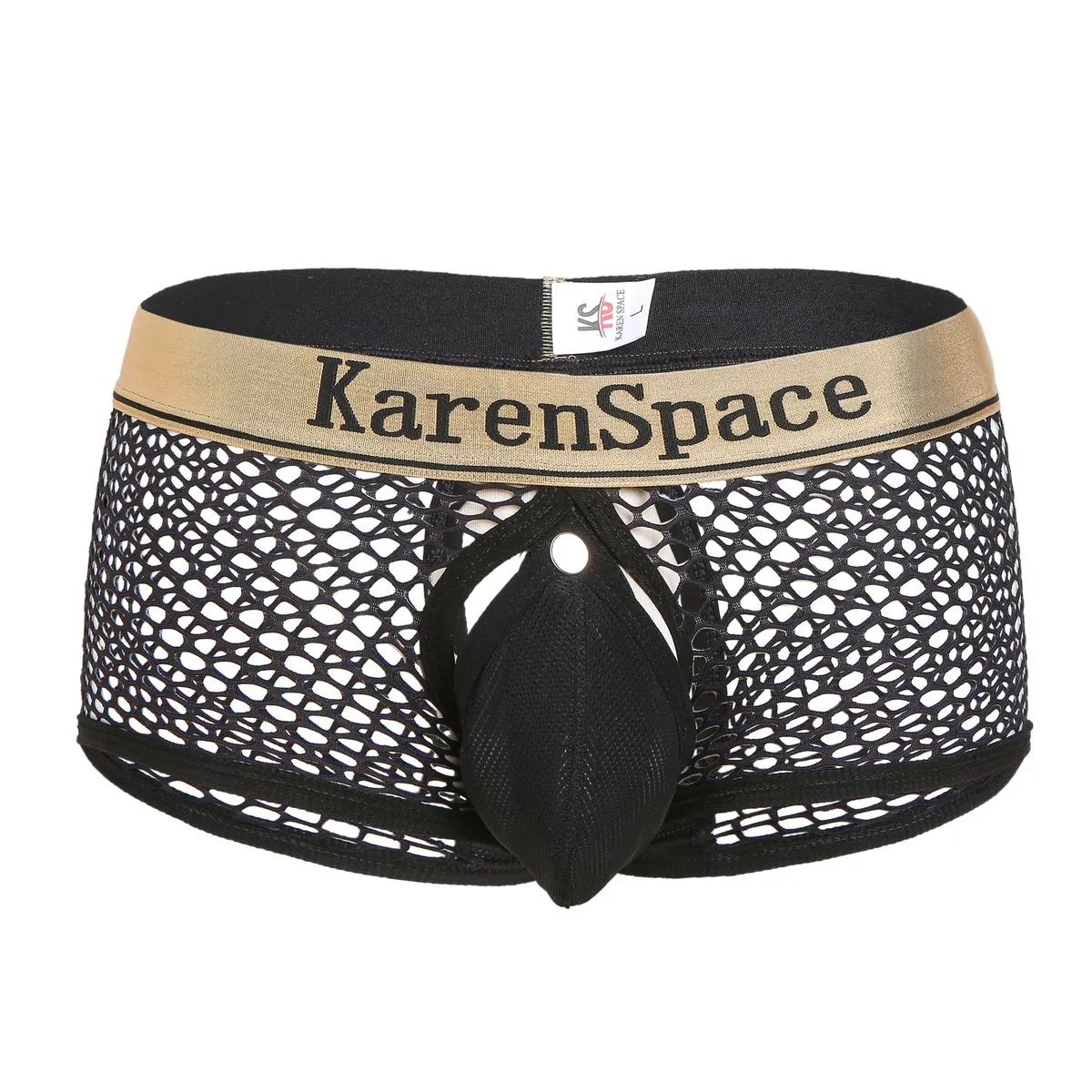 Men's Underwear Brief Boxer Mesh See Through Open Back Snap Button Front