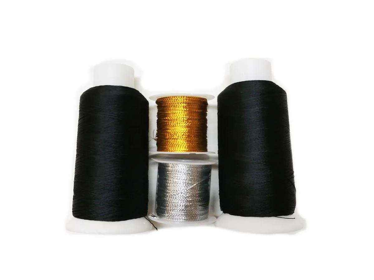 Beading Thread Combo - Black Thread - Gold - Silver