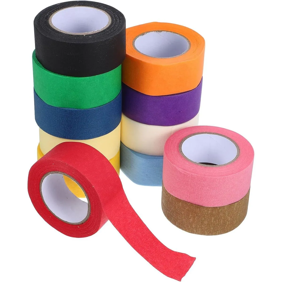 12 Rolls Colorful Washi Tape Set, Tearable Decorative Paper Adhesive