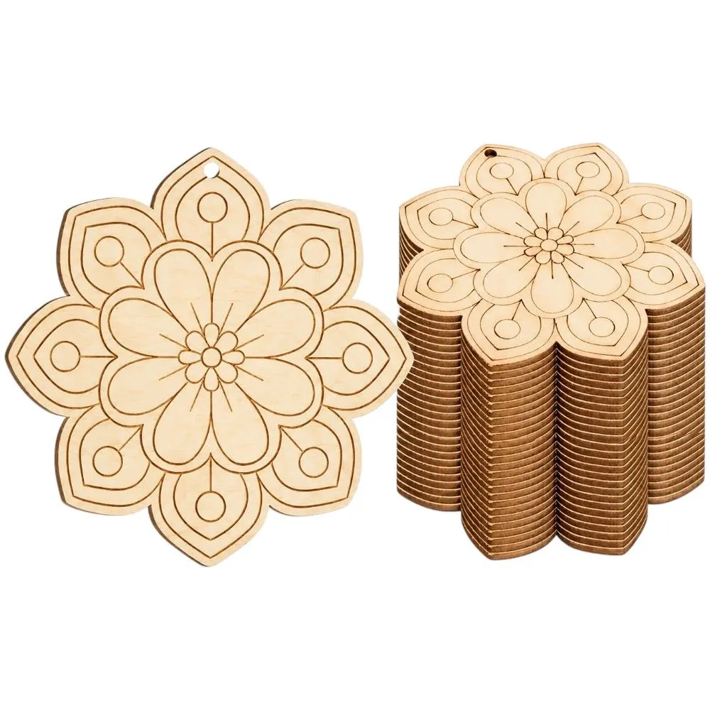 20 Piece DIY Wooden Craft Set - Floral Hanging Ornaments