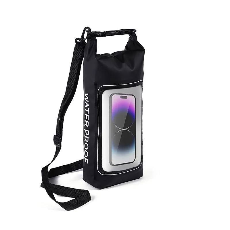 2L Waterproof Dry Bag Backpack with Integrated Clear Phone Pouch