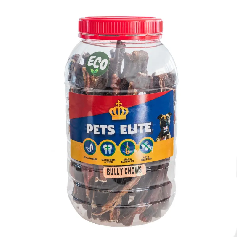 Pets Elite Bully Chows Tub 700g - Natural Dehydrated Beef Chews