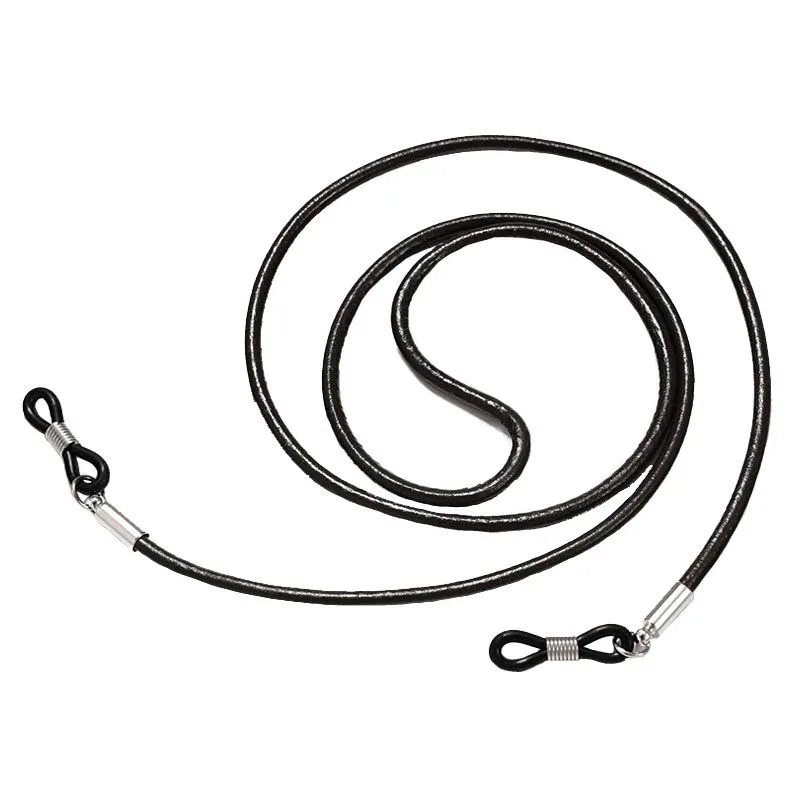 Fashionable New Anti-Lost Cowhide Hanging Neck Glasses Rope - Black