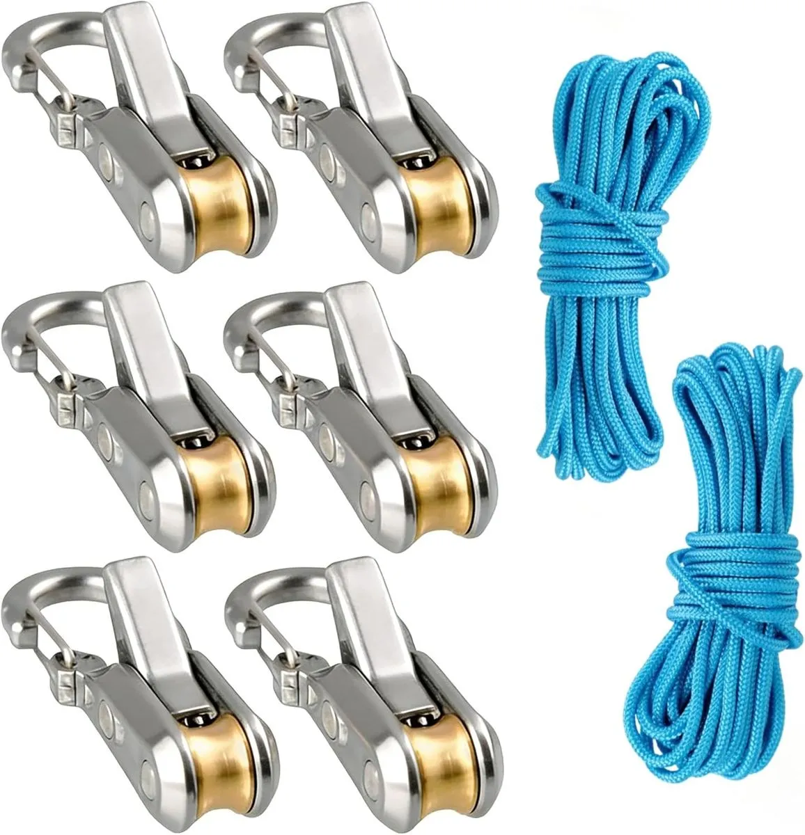 Rope Tightening Tool & RollerTensioner Rope With Accessory Cord For Camping - 2 ropes + 6 hooks