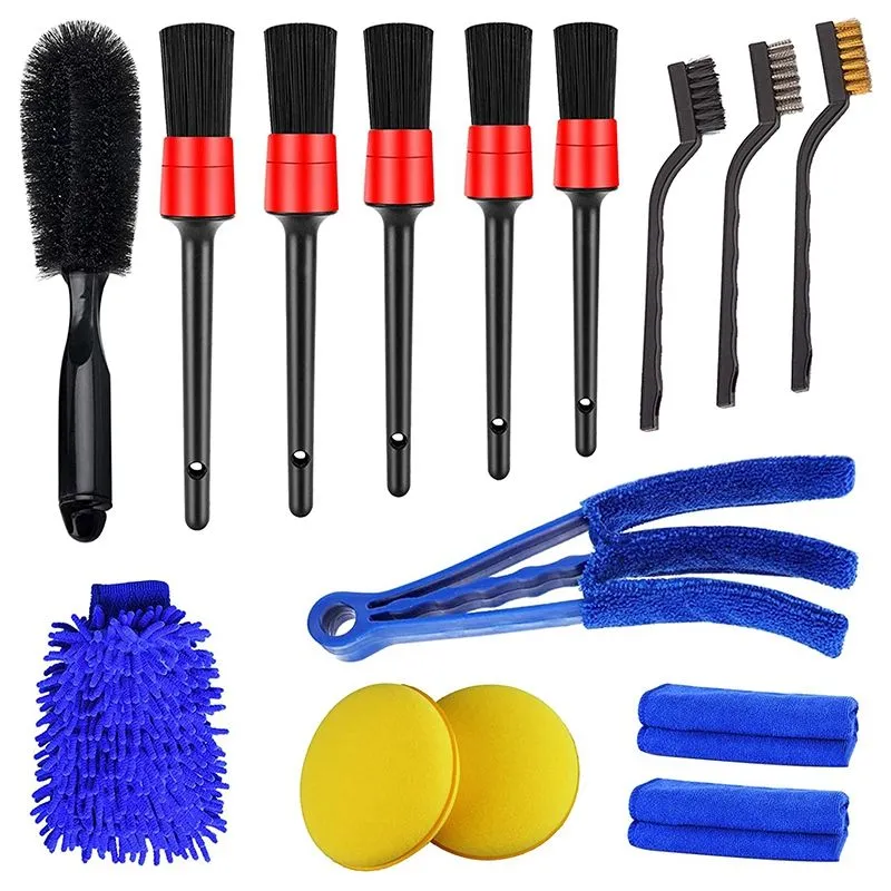15Piece Car Cleaning Kit Detail Brushes, Wheel Brush, Tire Brush Kit