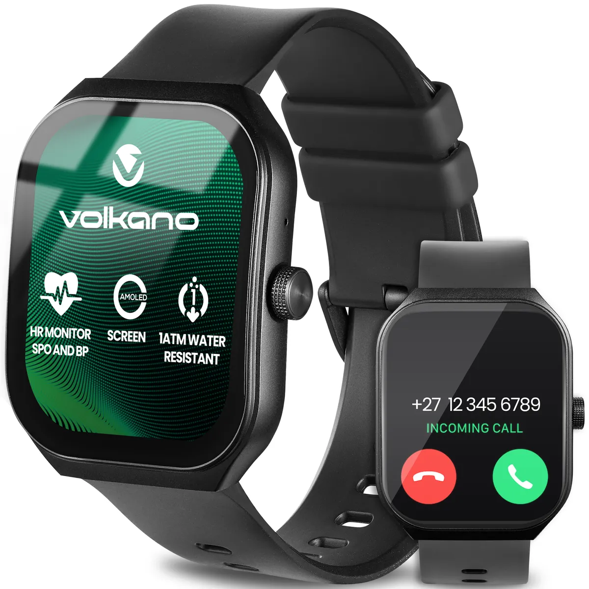 Volkano Spirit Series Smart Watch with SuperBright Curved AMOLED Display - Black