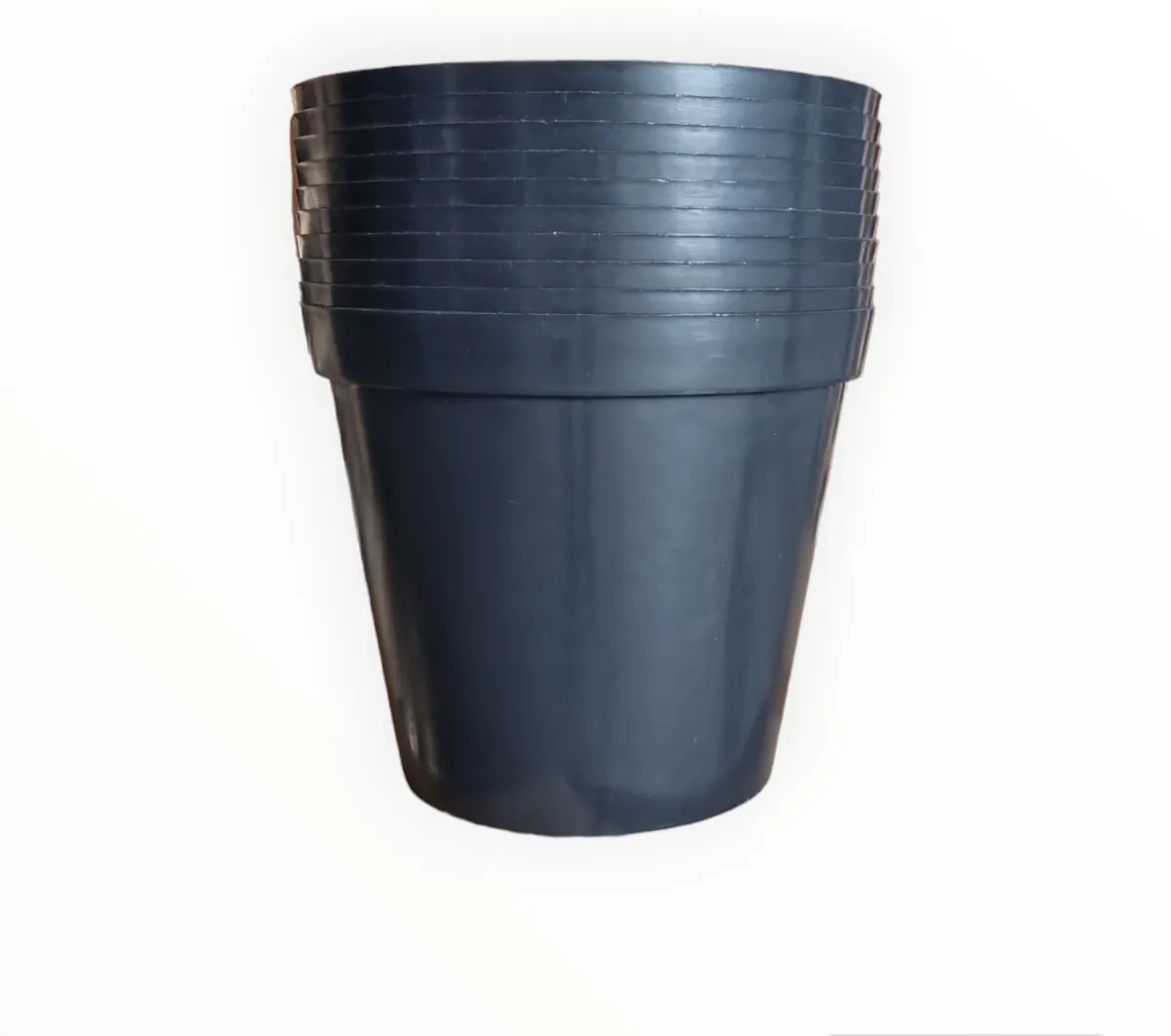 20cm Rigid Round Pots - Set Of 10 - Black