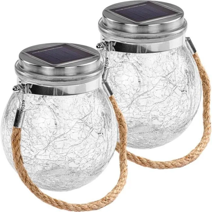 Solar Light Crack Lamp Hanging Outdoor Garden for Path Lawn Decor - 2pcs - Color