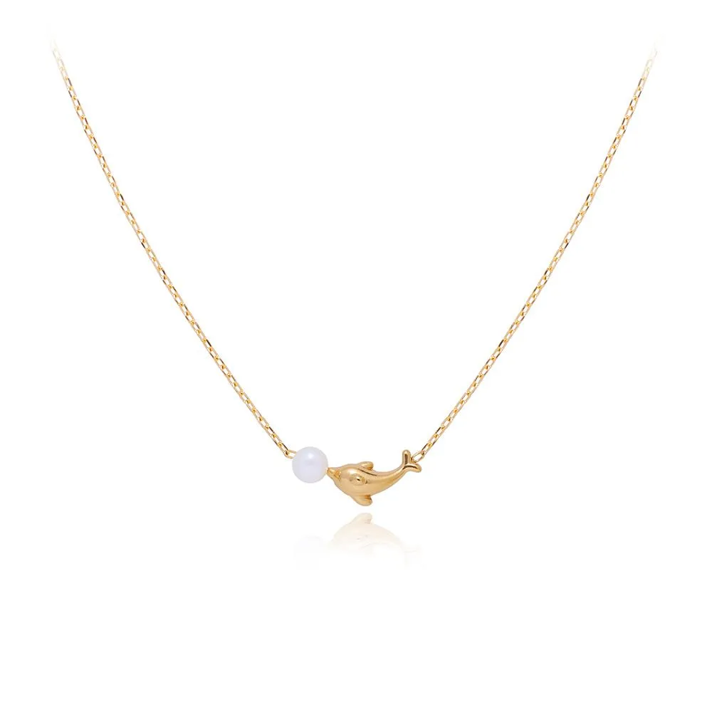 Freshwater Pearl Dolphin Ultra-thin Clavicle Necklace