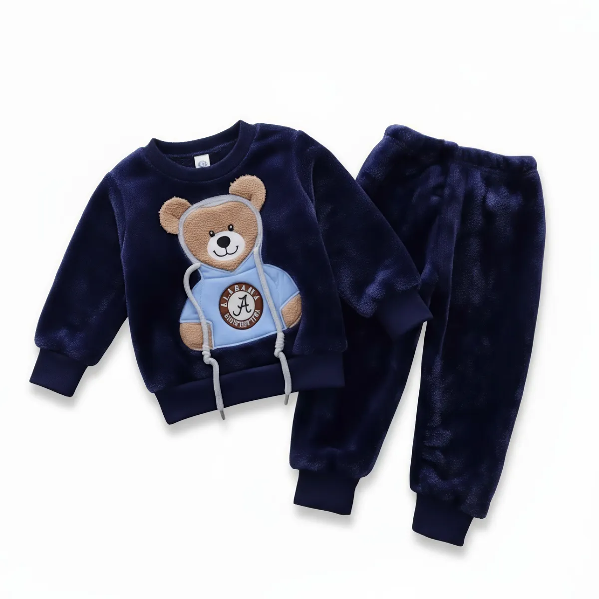 Two-piece Toddler Coral Velvet Flannel Clothing Set Kids Tracksuit for Boys - Blue