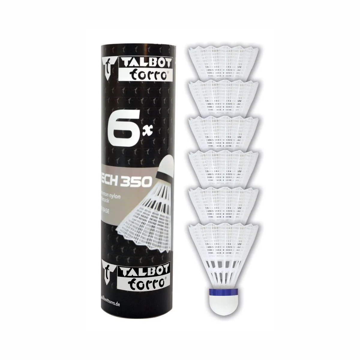 Talbot-Torro Tech 350 Shuttlecocks - 6 Pieces - White