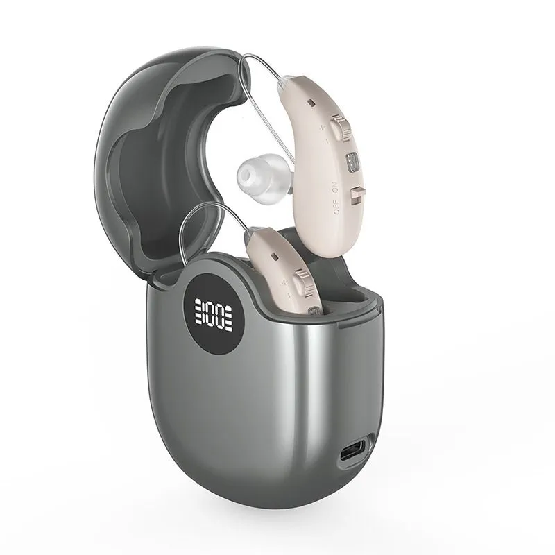 Elderly Voice Amplifier With Digital Display Charging Case