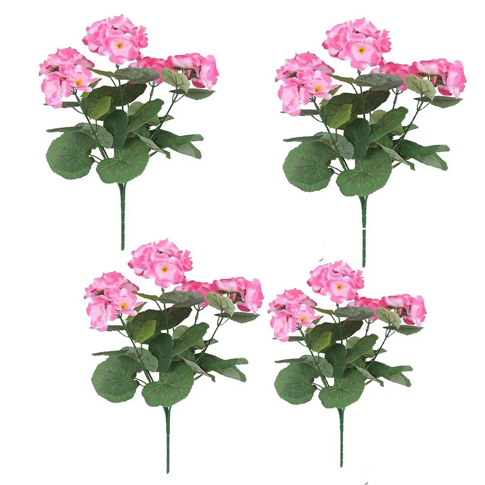 4Piece Artificial Begonia Flowers Silk Begonia for Outdoors UV Resistant