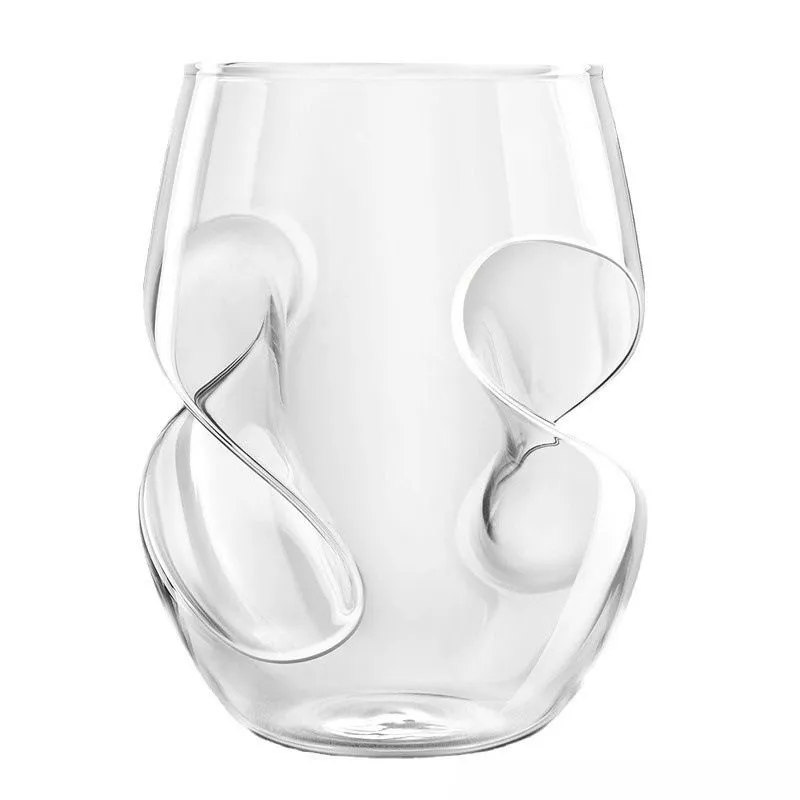 Handleless Wine Glasses with Finger Grooves - 4-Pack, Enhances Oxygenation