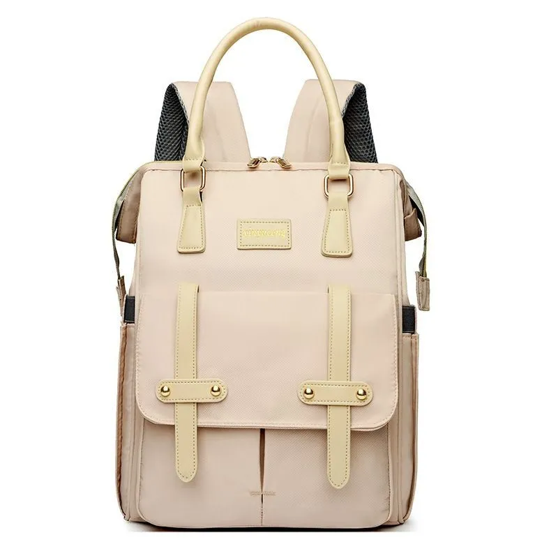 Modern Multifunctional Diaper Bags Backpack School Bags - Cream