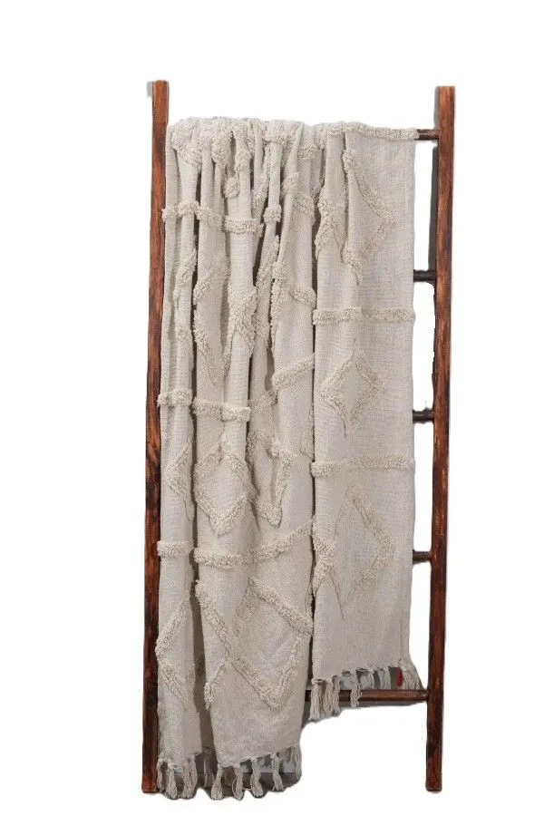 Cotton Textured Tufted Throw, 180x200cm