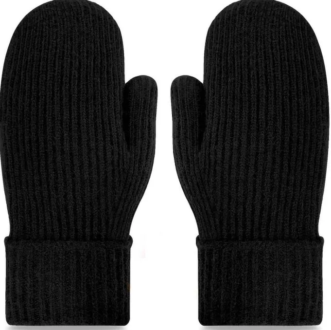 Winter Acrylic Fiber Fleece Gloves, Warm Stretch Knit Mittens