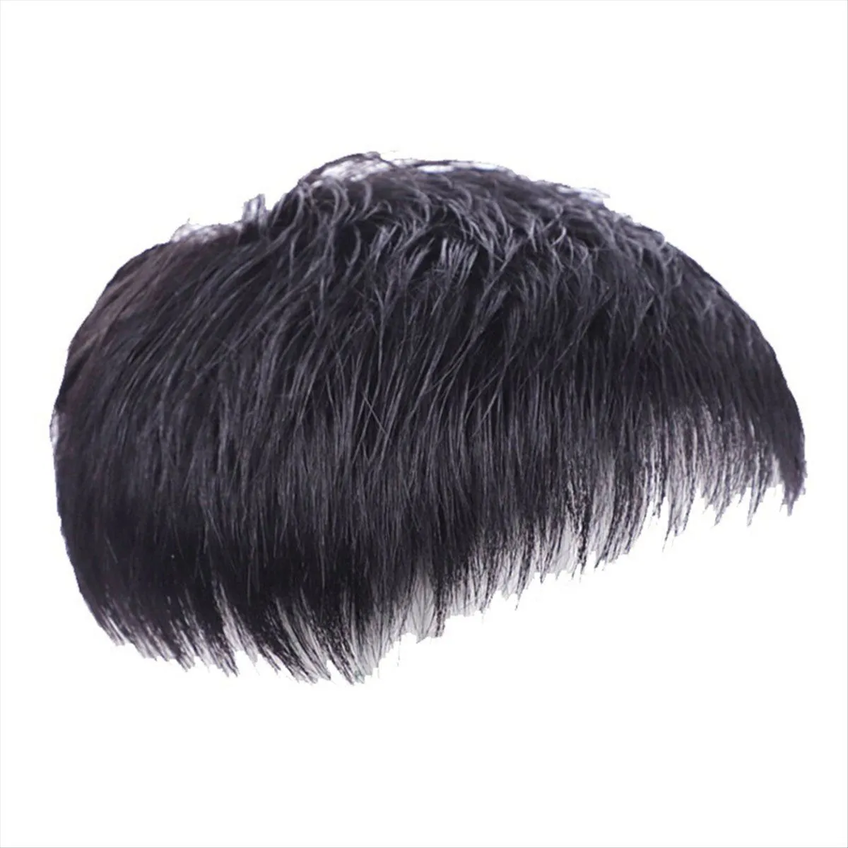 Men's Natural Black Short Wig Straight Wig Hair Clip-on Toupee (A)