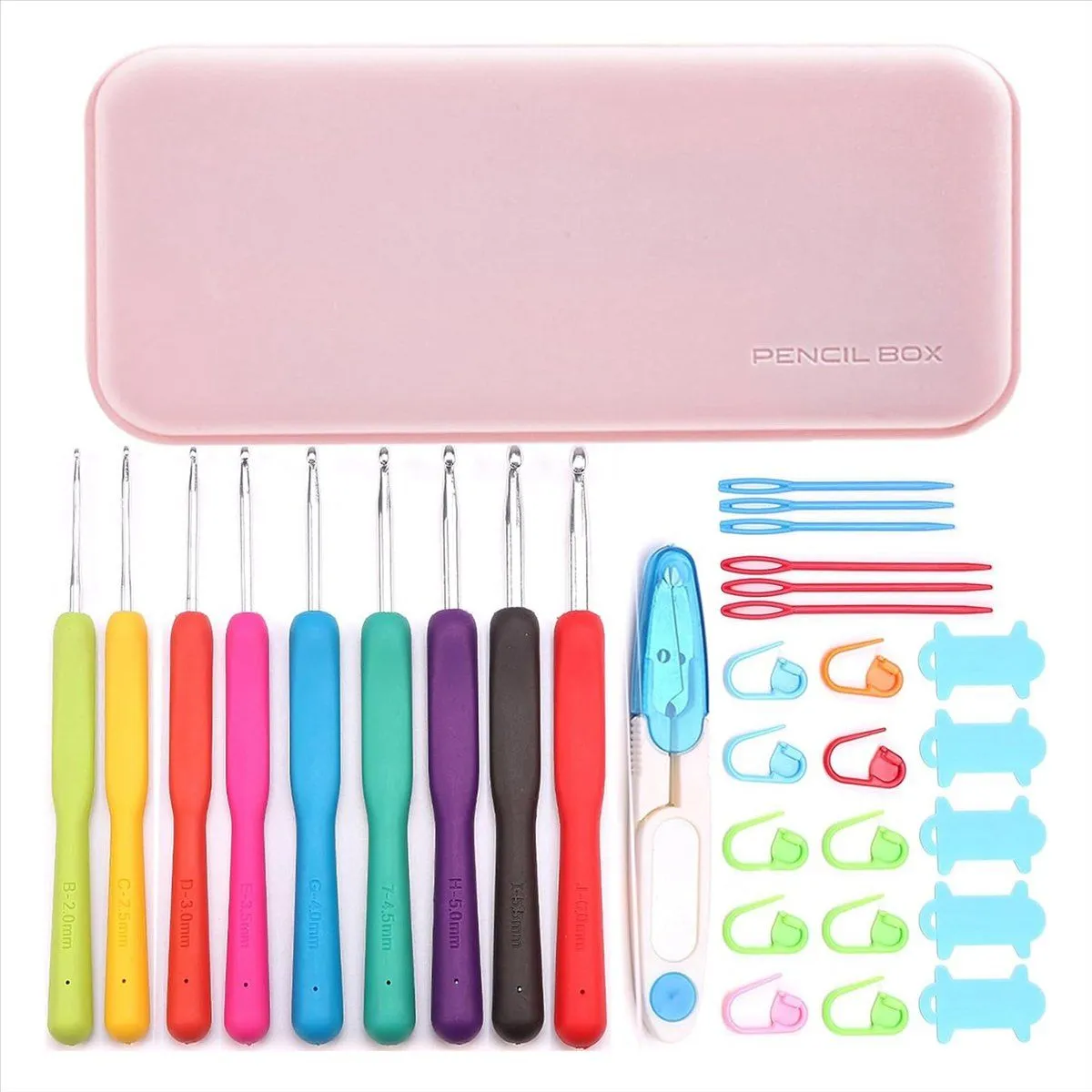 32 Pcs Crochet Hooks Set Ergonomic Crochet Hooks with Case a