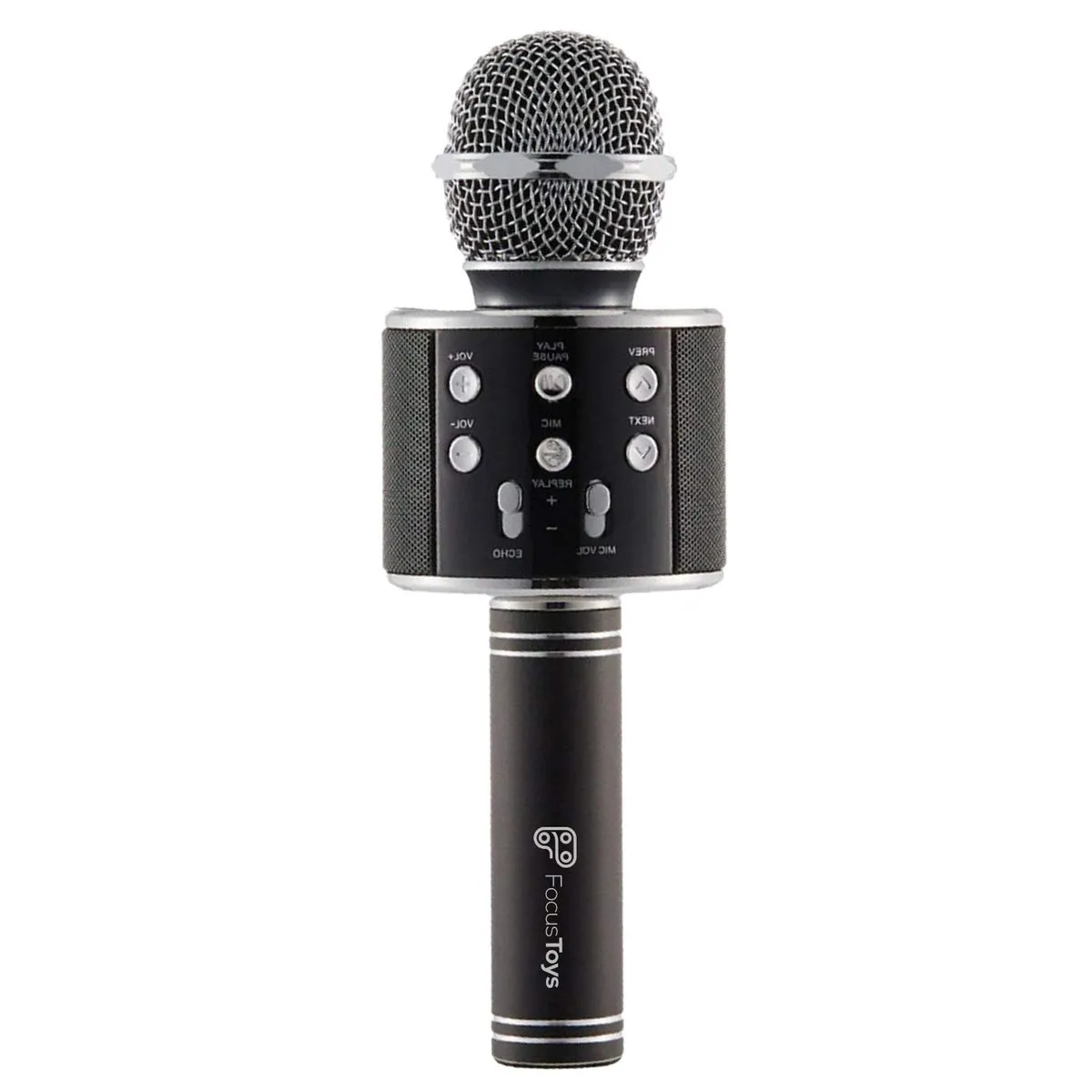 FocusToys USB Rechargeable Kids Karaoke Bluetooth Microphone & HIFI Speaker - Black