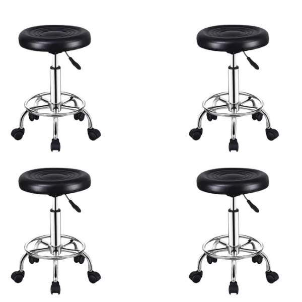 Stainless steel Doctors stools with wheels - pack of 4 - Black 