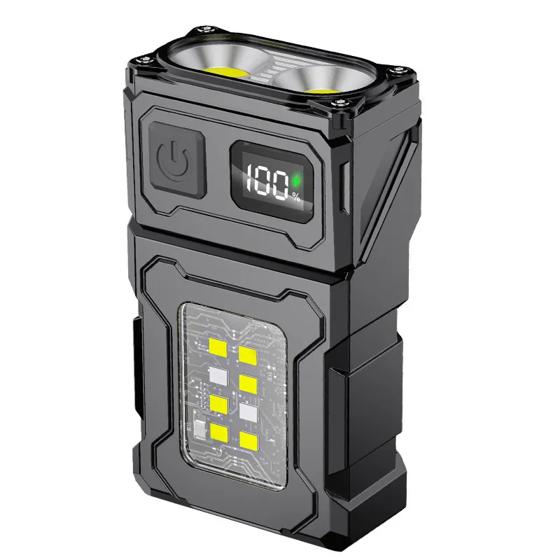 Multifunctional Dual-Light Source Flashlight | Magnetic Adsorption, Digital
