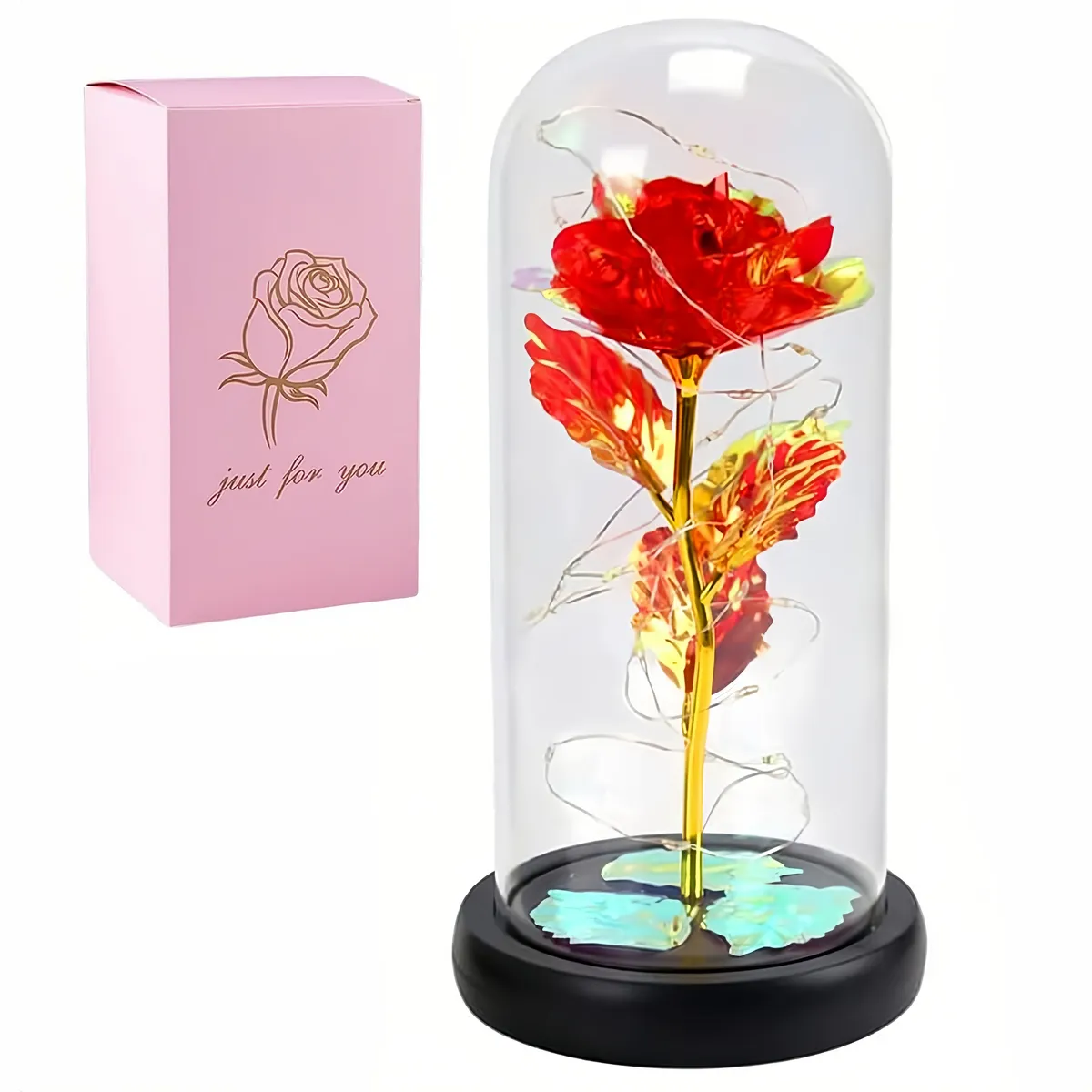 Rose Flower Artificial Flower Rose Lamp Eternal Rose Forever Rose Gift - Red