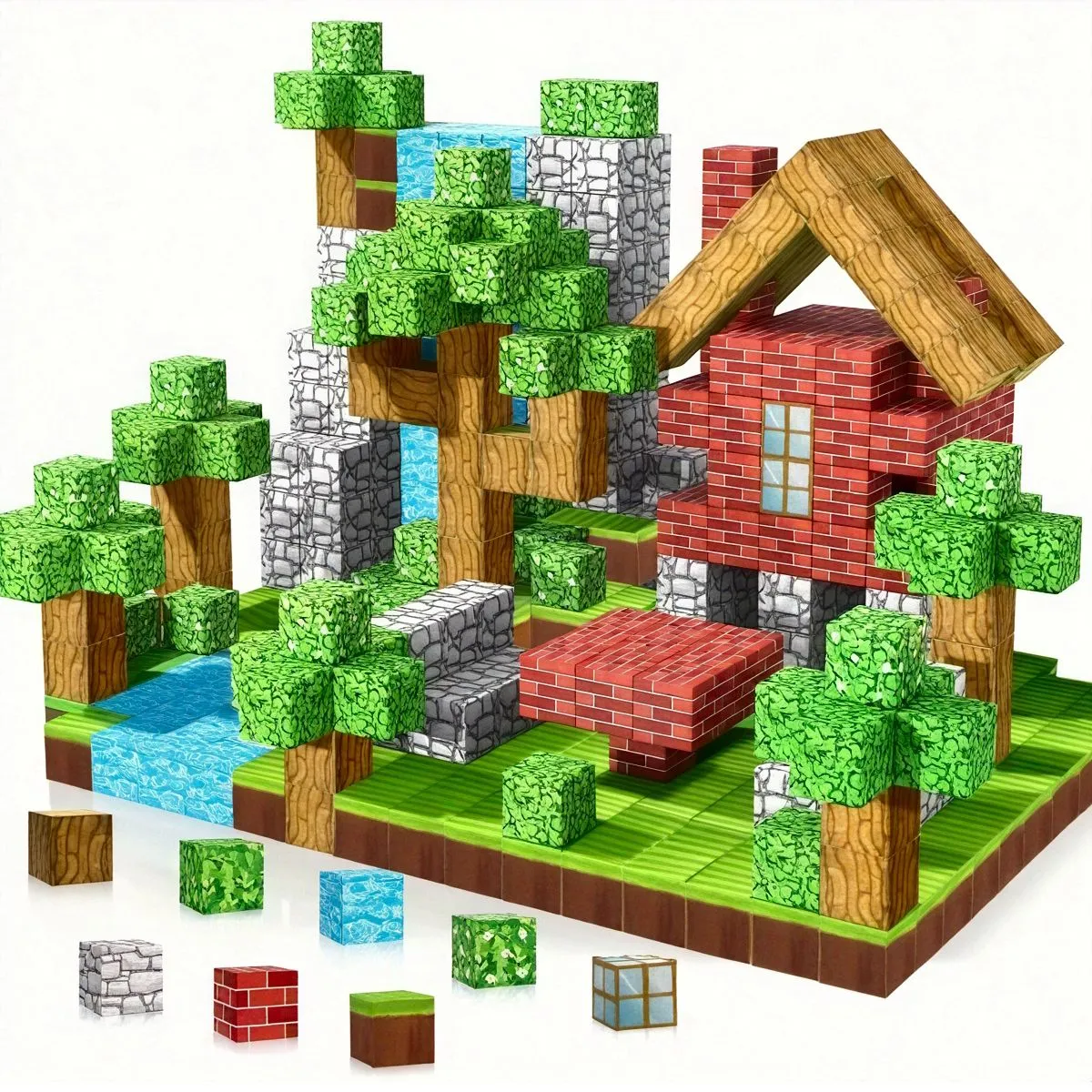 100 piece Magnetic Forest Building Blocks STEM Toy Set
