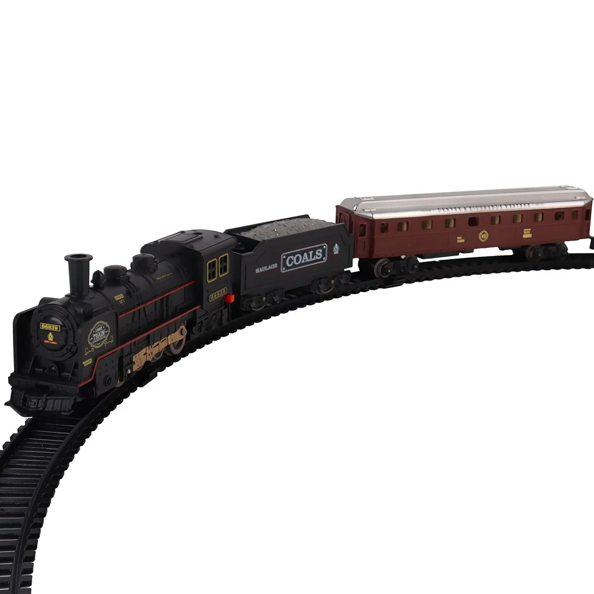 Classic Model Train Set w/ Light & Sound, Locomotive, Cargo Cars & Tracks
