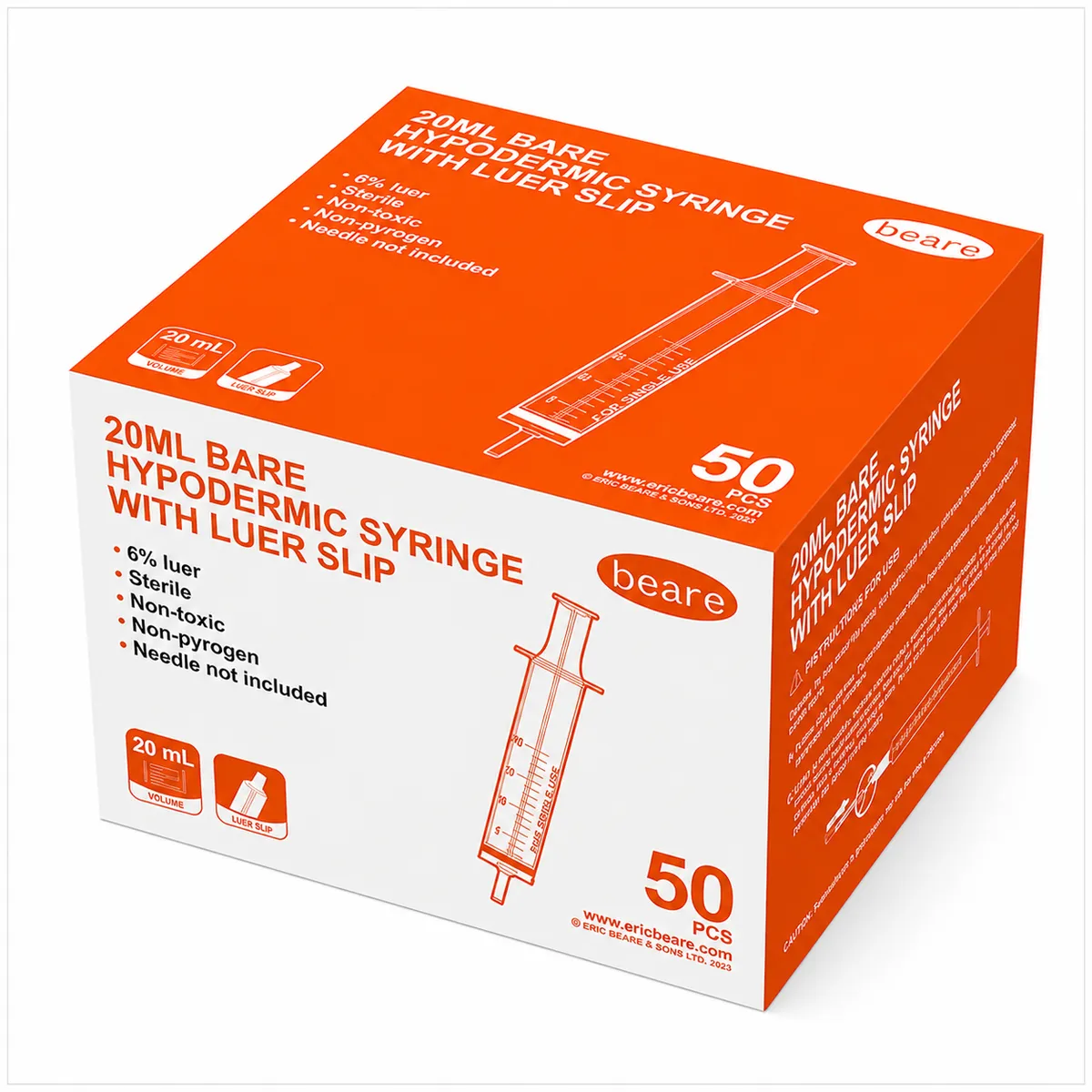 20ml 3-Piece Luer Slip Syringe