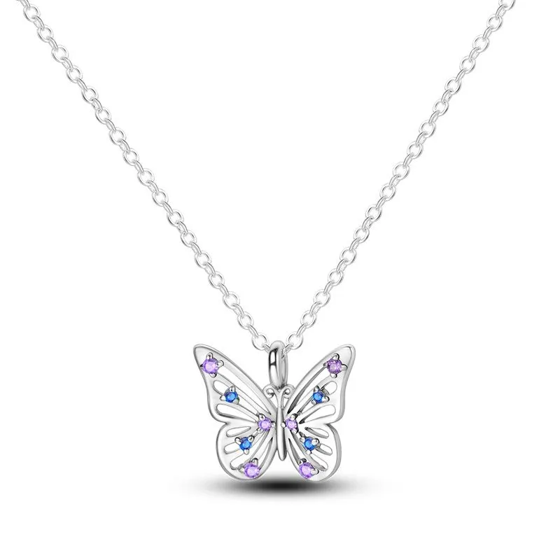 S925 Silver Butterfly Zircon Necklace - Lucky Charm Pendant for Women