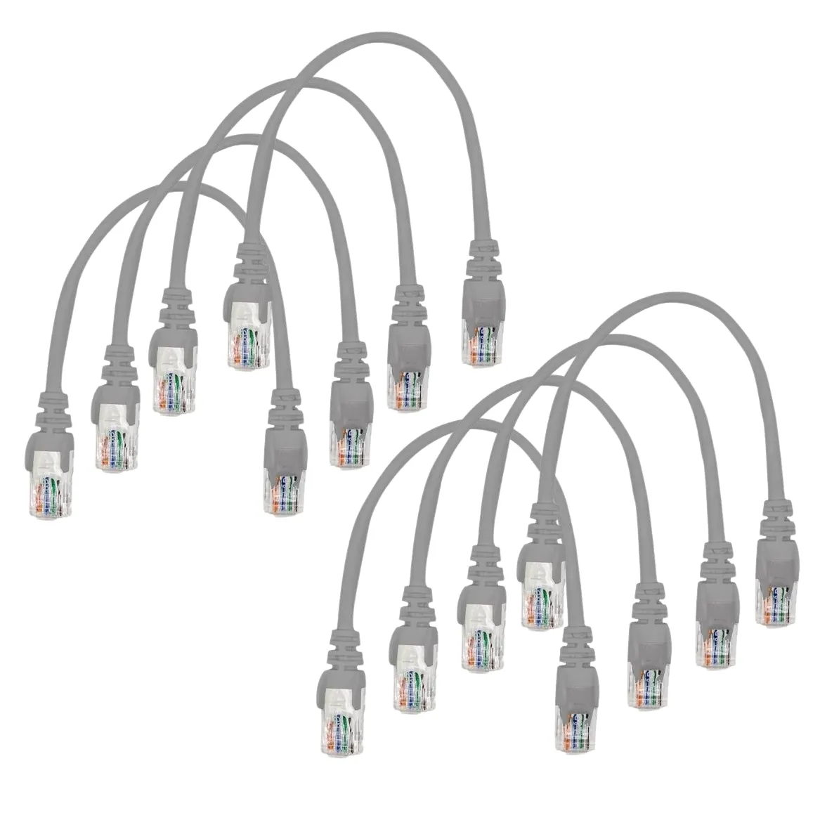 8 Pack: Linkbasic 22cm UTP Cat5e Flylead. - Grey