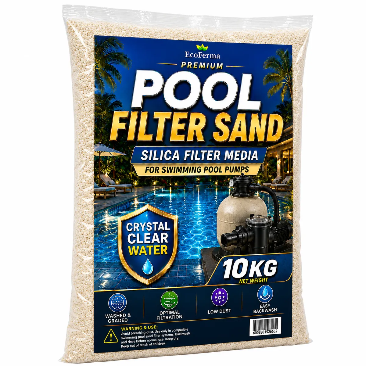 Pool Filter Sand 10kg - Premium Silica Filter Media